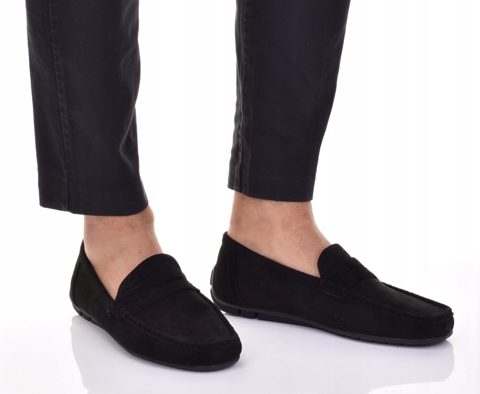 MEN'S ELEGANT LOAFERS CASUAL SLIP-ON SHOES SUEDE BLACK 0
