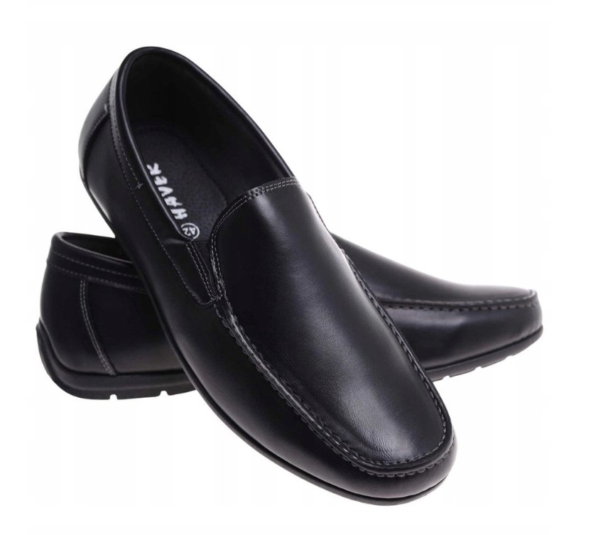 Men's Black Slip-on Moccasins Dress Shoes 18026 44 0