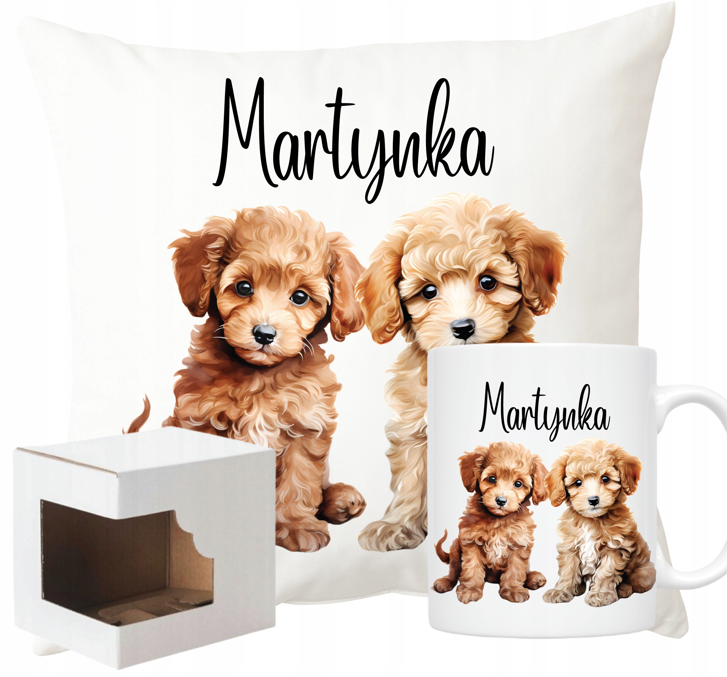 Gift Set for Dog Owner - Mug, Pillow, Box with Dog Name and Breed 0