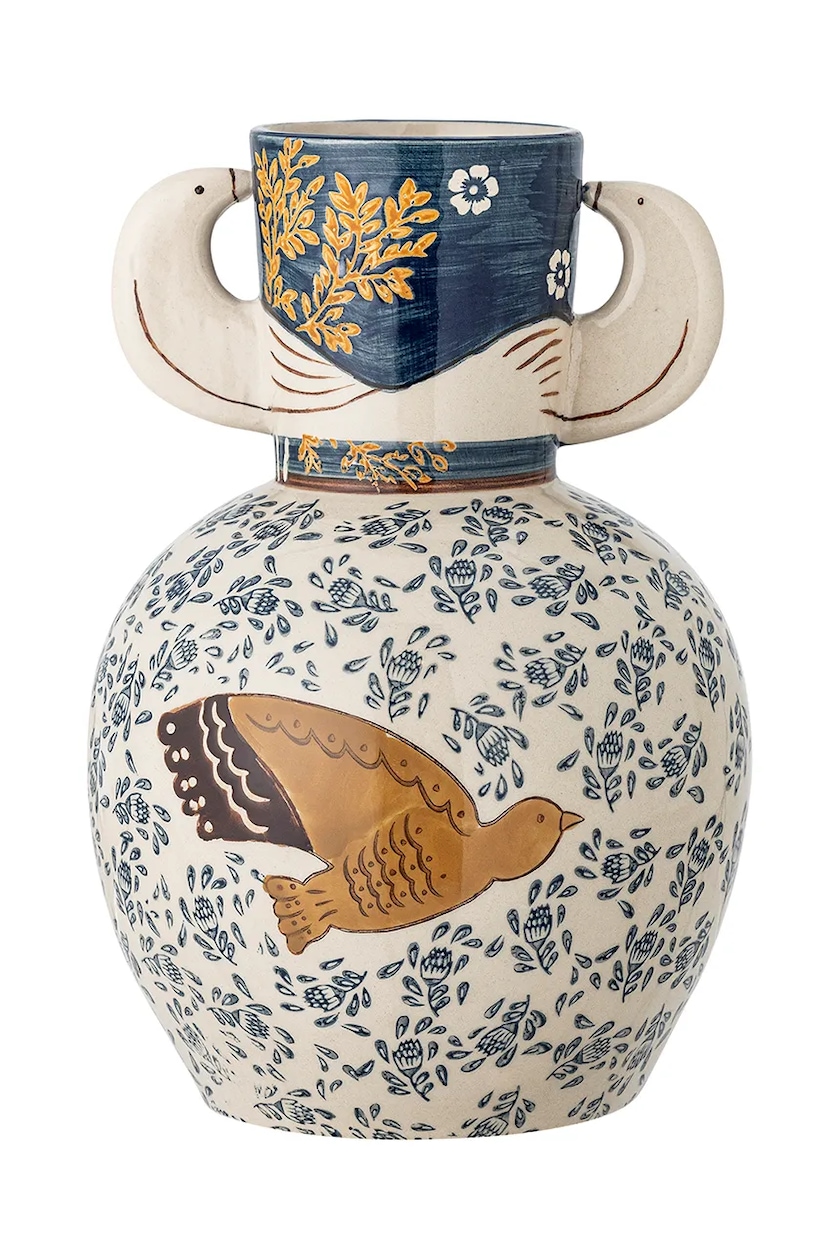 Stoneware Hand Painted Vase Height 23.5 cm - Hezha Bloomingville 0