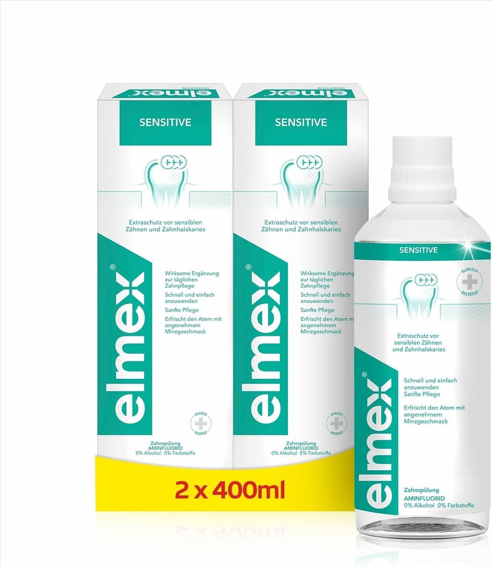 elmex Sensitive Mouthwash 2 x 400 ml - Mouthwash for Extra Protection 0