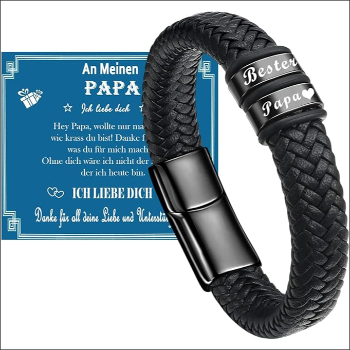 Father's Day Gift Dad Gift Dad – Gifts for Dad – Engraved "Bester Papa" DAD Leather Bracelet Gift for Dad Father 0