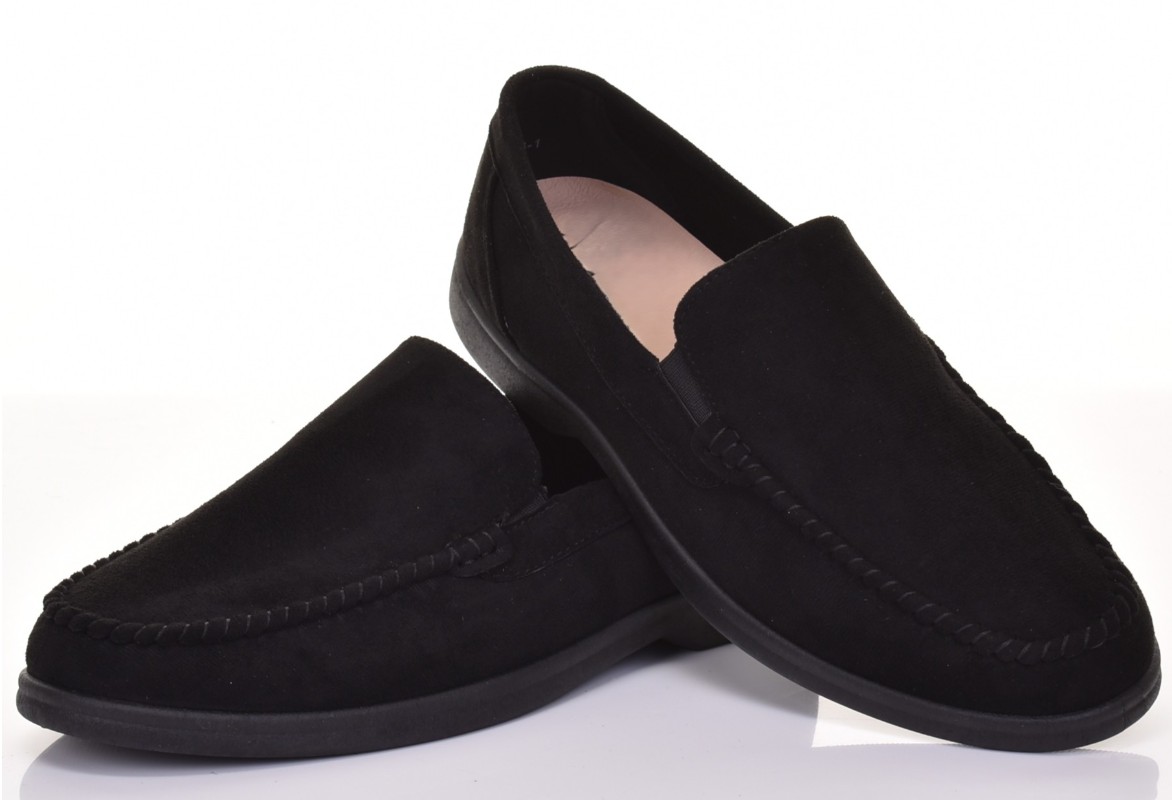 MEN'S CLASSIC SLIP-ON CASUAL SHOES, ECO-SUEDE, COMFORTABLE, BLACK 0