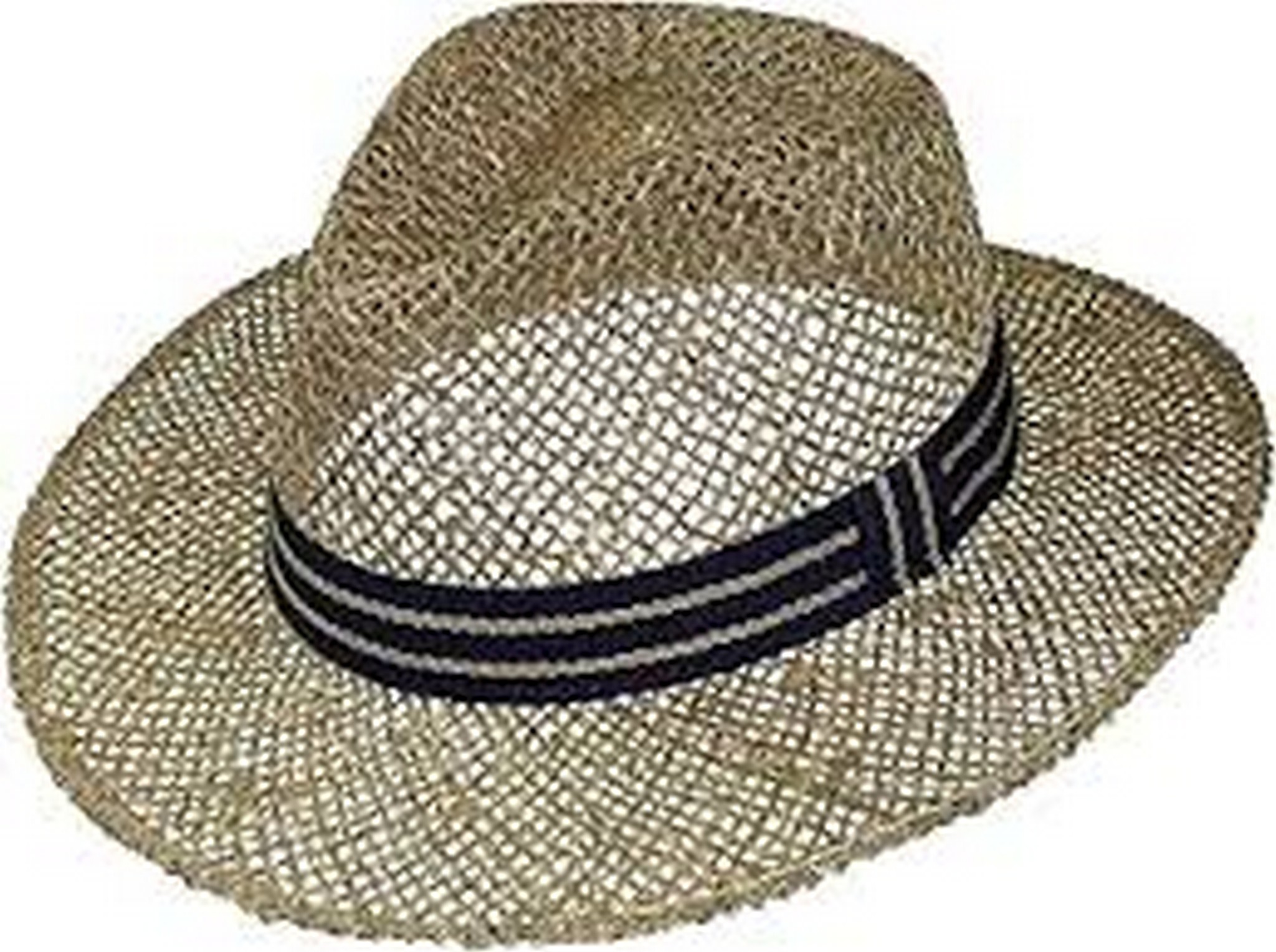 Fiebig Seagrass straw hat with two-tone blue ribbon - Fedora 16515/611 0